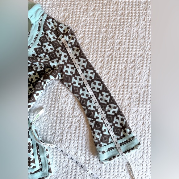 Tory Burch Tory Tunic Cotton French Terry Top Brown Turquoise Medium - Picture 12 of 13